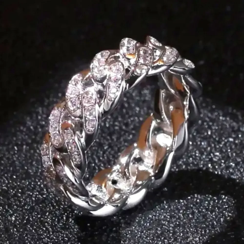 Elegant Mens Lab  Created Diamond chain ring